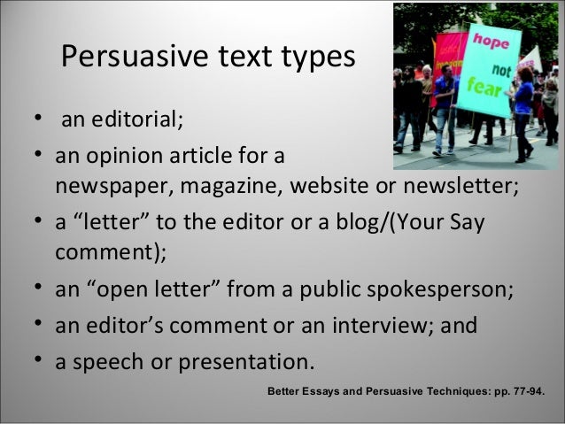Parts of persuasive essay