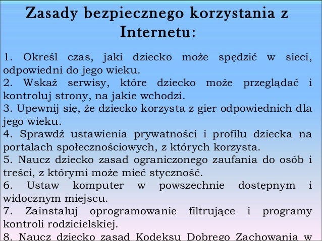 Zasady Korzystania Z Komputera Bezpieczeństwo dzieci w sieci