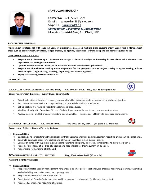 procurement resume format