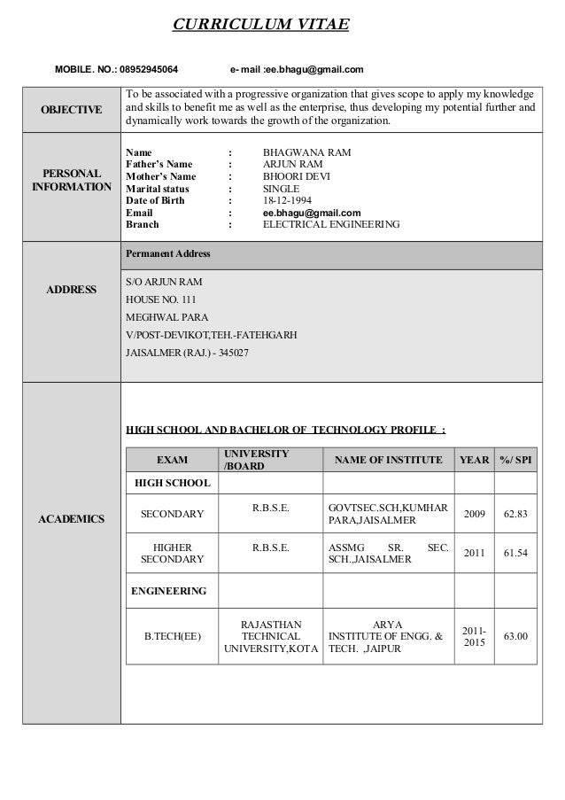 latest resume format