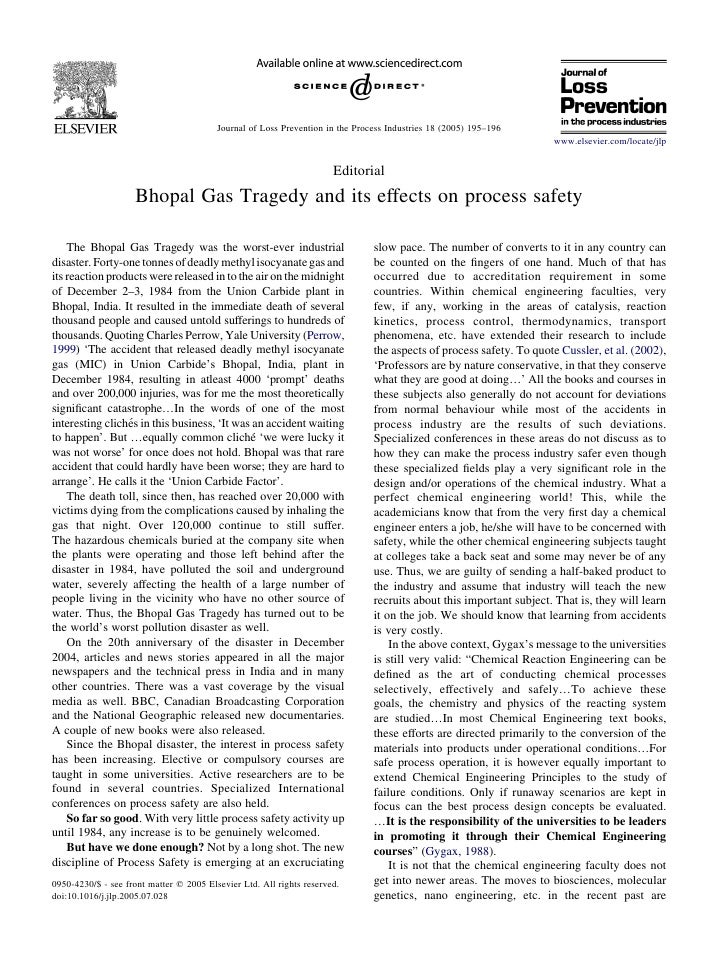 a study of the bhopal gas tragedy essay In this lesson, explore one of the worst industrial disasters in history, a terrible gas leak that took place in bhopal, india, in 1984 learn. a study of the bhopal gas tragedy essay In this lesson, explore one of the worst industrial disasters in history, a terrible gas leak that took place in bhopal, india, in 1984 learn.