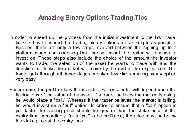 binary options traders tips