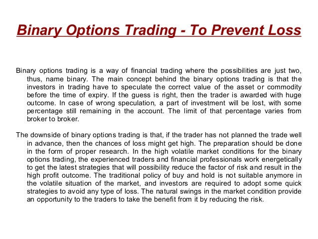 Binary option losses