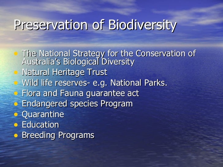 National strategy for the conservation of australia's biodiversity