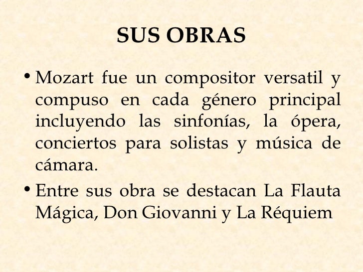 Resultado de imagen de mozart OBRAS