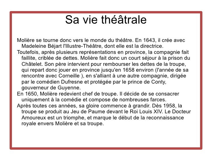 La Jeunesse De Molière Résumé Par Chapitre