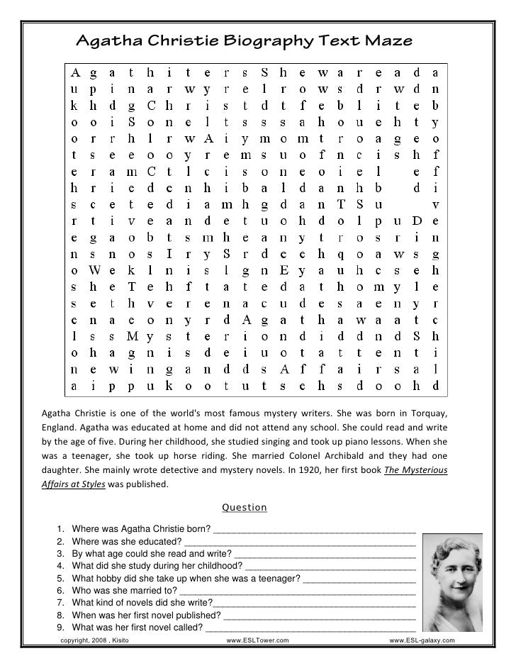 Agatha Christie Biography Text Maze | biography 20past 20passive 20 agatha 20 christie 20 maze Agatha Christie Biography Text Maze | biography 20past 20passive 20 agatha 20 christie 20 maze