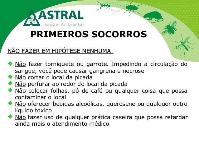PRIMEIROS SOCORROS
NÃO FAZER EM HIPÓTESE NENHUMA:NÃO FAZER EM HIPÓTESE NENHUMA:
Não fazer torniquete ou garrote. Impedin...