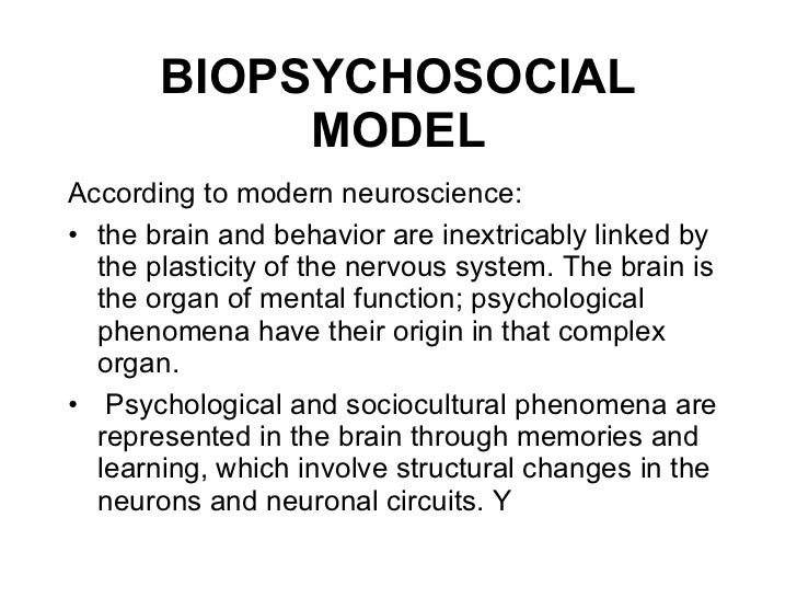 study on the biomedical model and biopsychosocial model The emergence of the biopsychosocial model (engel, 1977) and psychosocial rehabilitation has provided the mental health arena with an effective alternative to the biomedical model with an approach that is person-centred and recovery focused, it aligns with contemporary attitudes about mental disorders having their origins and impacts in a . study on the biomedical model and biopsychosocial model The emergence of the biopsychosocial model (engel, 1977) and psychosocial rehabilitation has provided the mental health arena with an effective alternative to the biomedical model with an approach that is person-centred and recovery focused, it aligns with contemporary attitudes about mental disorders having their origins and impacts in a .