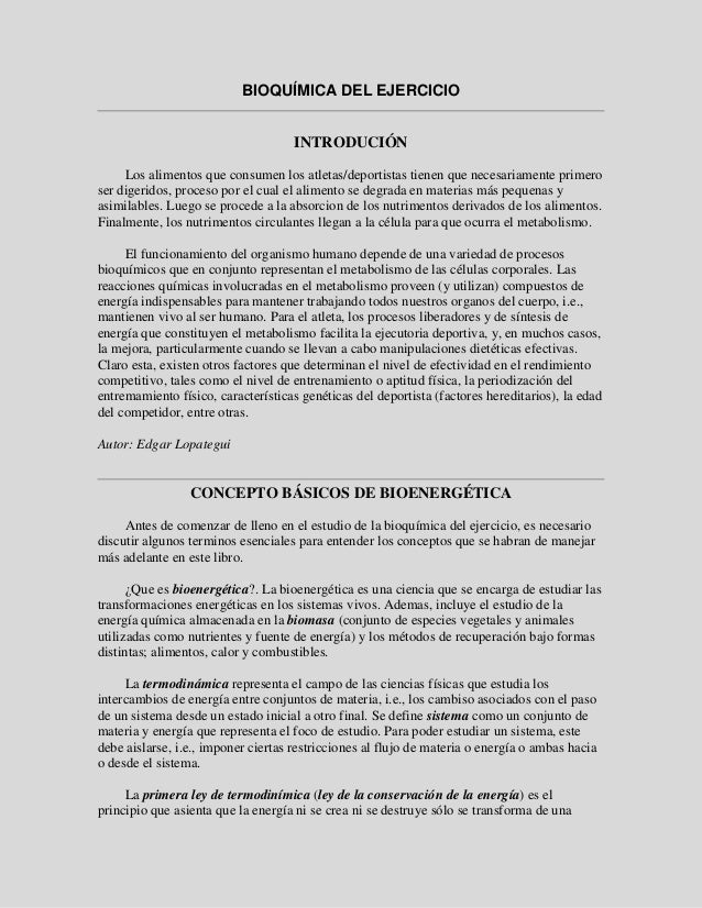 Bioquimica del ejercicio Bioquimica del ejercicio