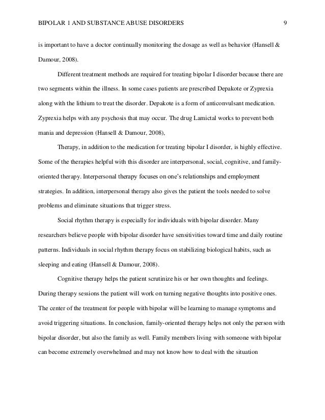 Bipolar 1 and substance abuse disorders