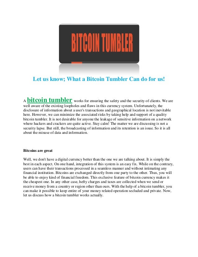 tumbler bitcoin 3 Bitcoin tumbler