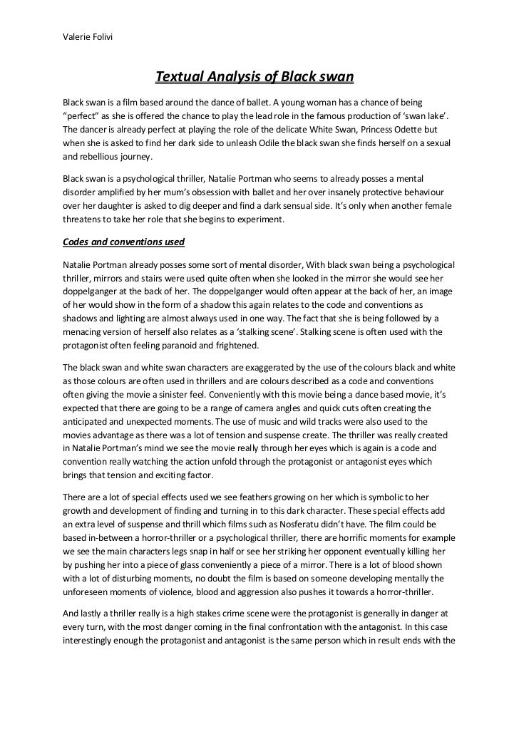 black swan film analysis It is an analysis of perfection through the film the black swan in the film the main character, nina, is an obsessed ballerina who at the end destroyed her own life analysis black swan 2789 words | 12 pages. black swan film analysis It is an analysis of perfection through the film the black swan in the film the main character, nina, is an obsessed ballerina who at the end destroyed her own life analysis black swan 2789 words | 12 pages.