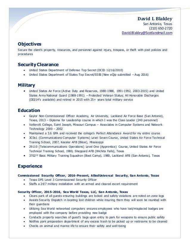 security officer resumes