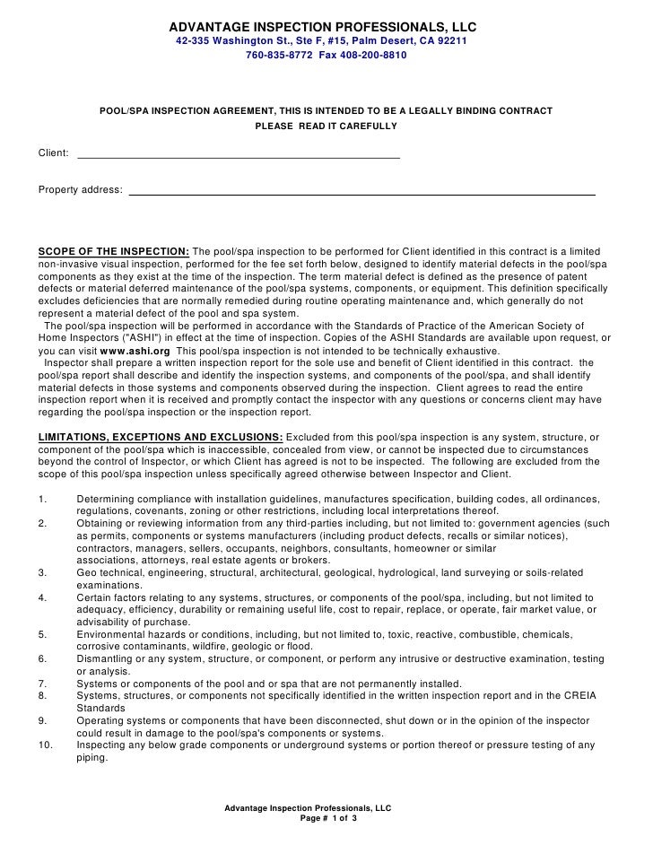 pool installation contract