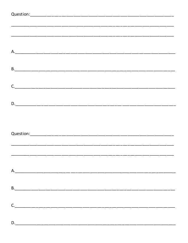 Blank test question forms for mc