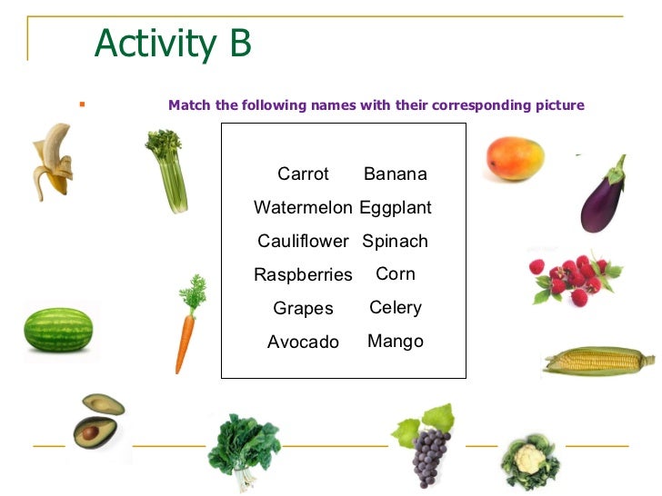 Animals, fruits and vegetables