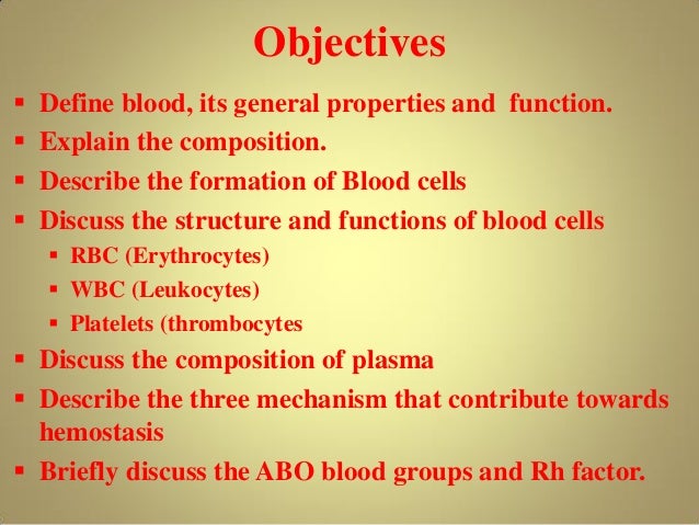 briefly describe the composition of the blood