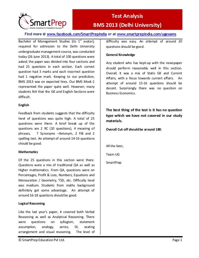 Bachelor Of Management Studies BMS 2013 Analysis bachelor-of-management-studies-bms-2013-analysis