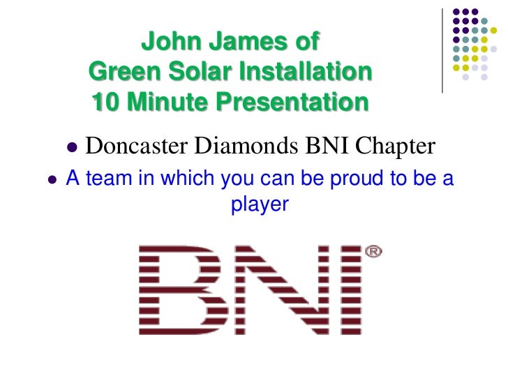 bni 10 min presentation september 2012 10 min presentation