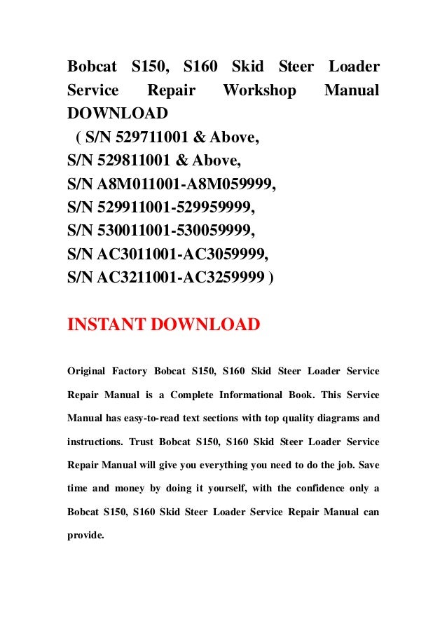 s service bobcat manual 150