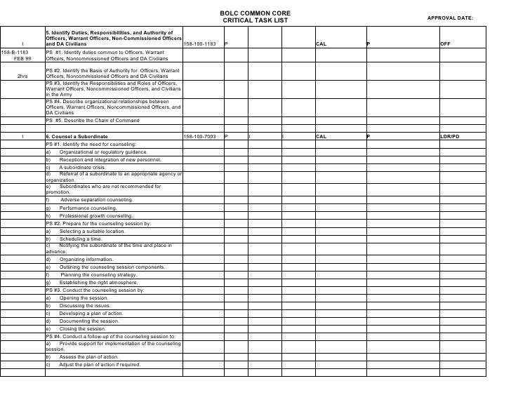 bolc common core task list 19 jun 08 80 troop to task list