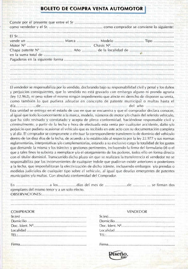 DENUNCIA DE VENTA AUTOMOTOR denuncia de venta automotor: