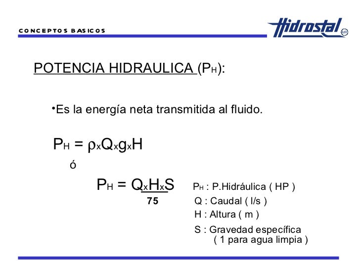 Potencia bomba hidraulica