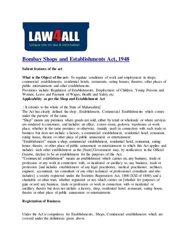 Bombay shops and establishments act