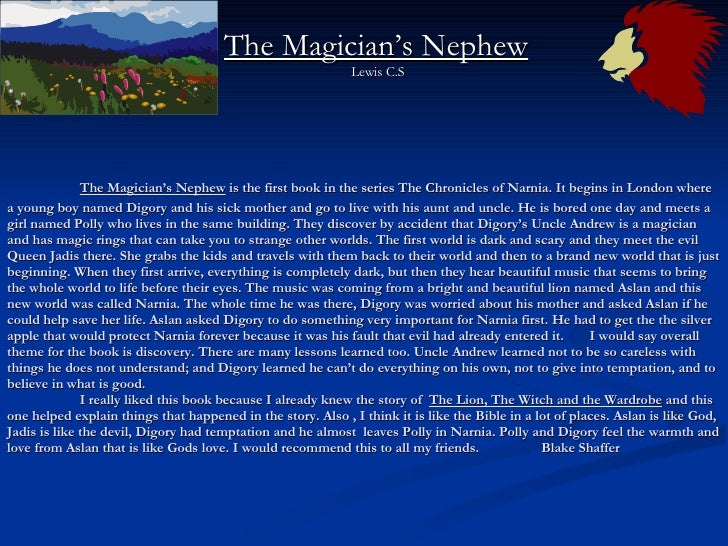 The chronicles of narnia the magician nephew book report