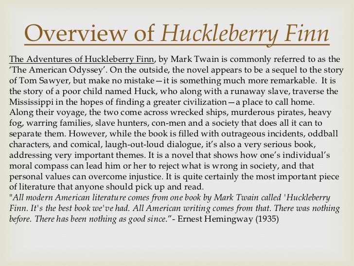 The adventures of huckleberry finn book report