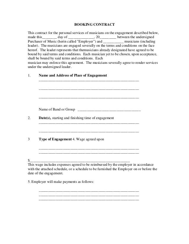 band contract template