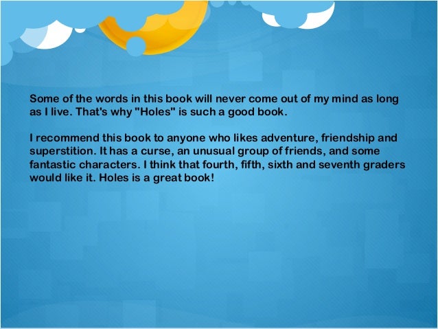 holes book report powerpoint holes by louis sachar writing tasks