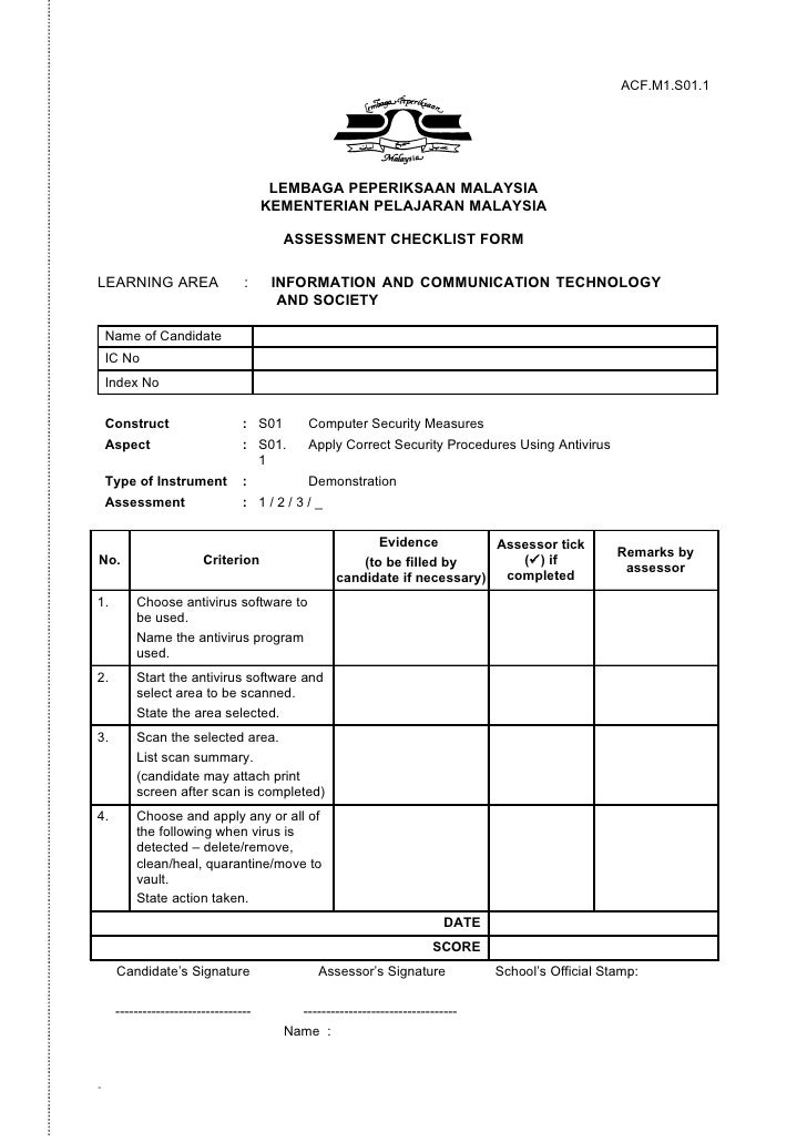 Borang assesment ict form 4