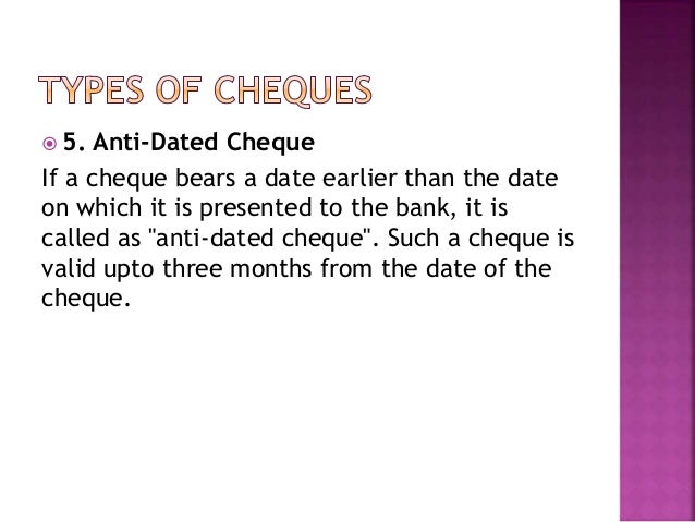 Post dating cheques illegal