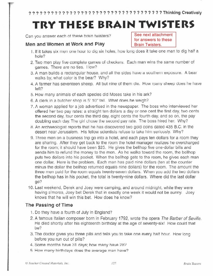 Brain Twister Questions