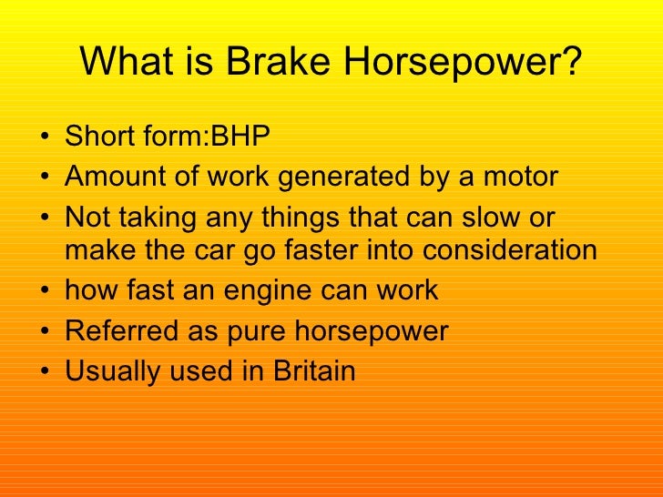Brake horsepower