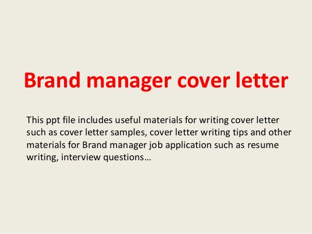 brand manager cover letter