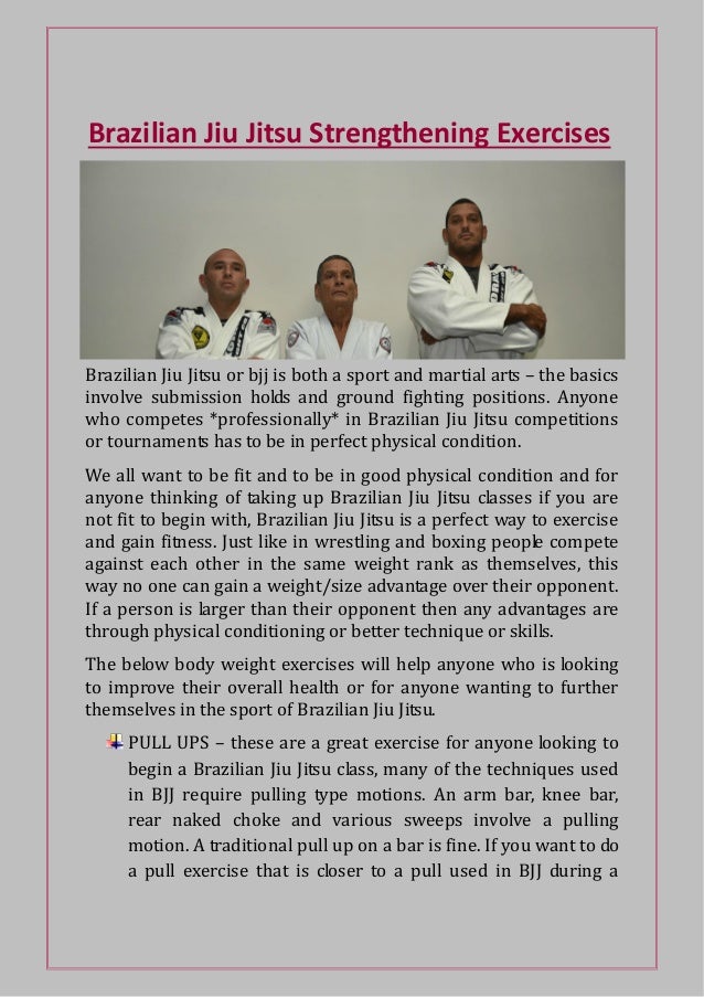 Brazilian jiu jitsu strengthening exercises