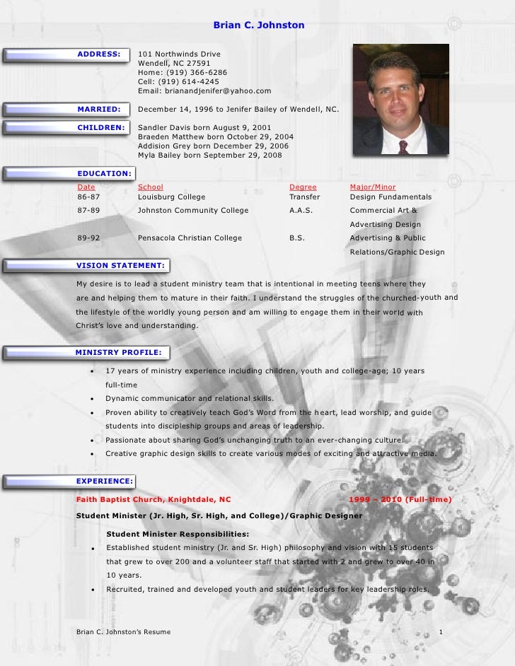 youth pastor resume