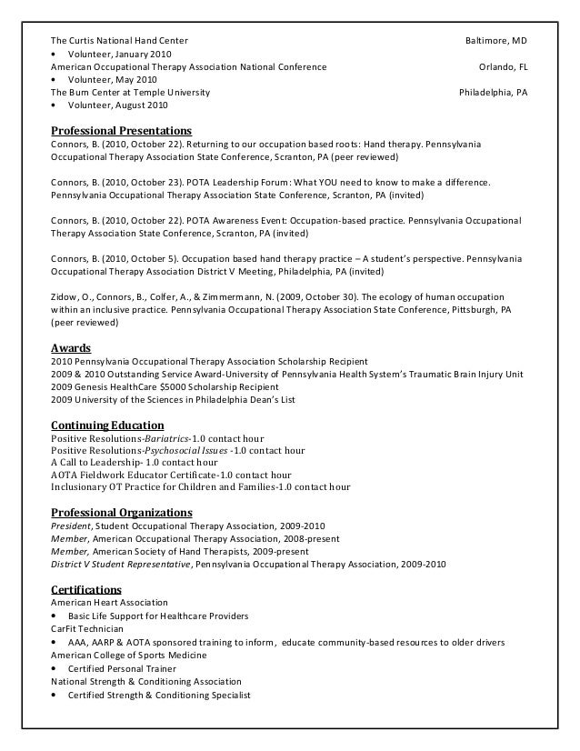 certified occupational therapy assistant sample resume top ot resume