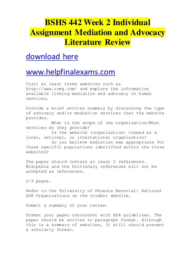 Mediation advocacy literature review