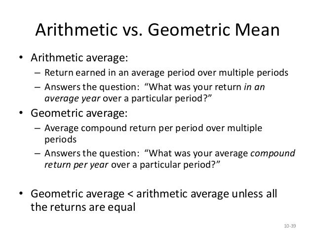 what is the difference between arithmetic average and geometric average