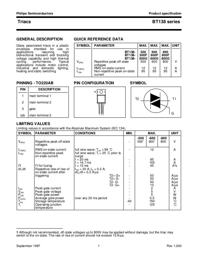 Bt138 datasheet
