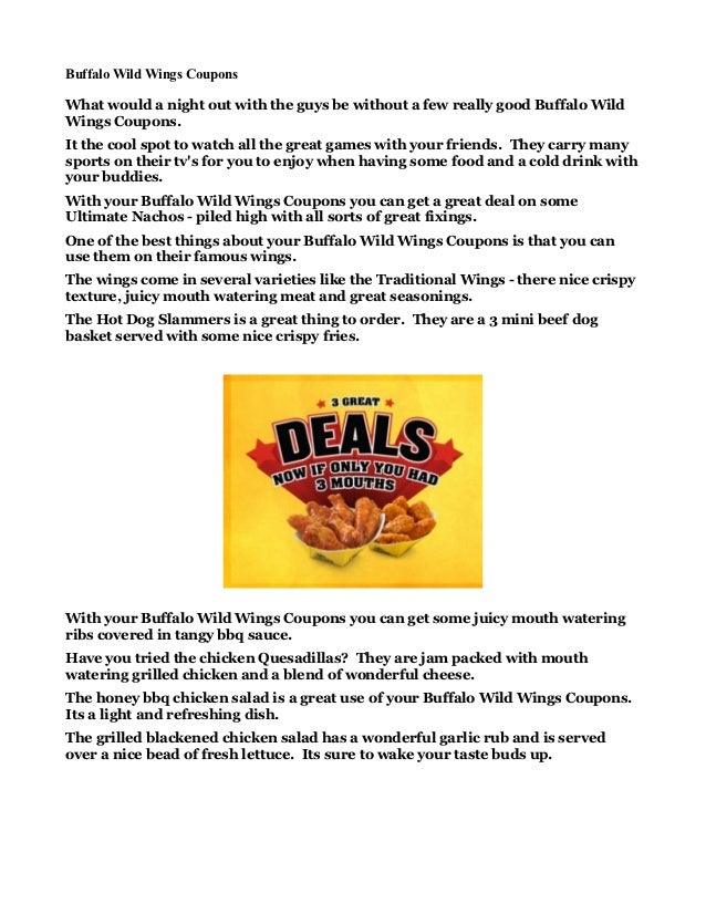 Buffalo wild wings discount coupons