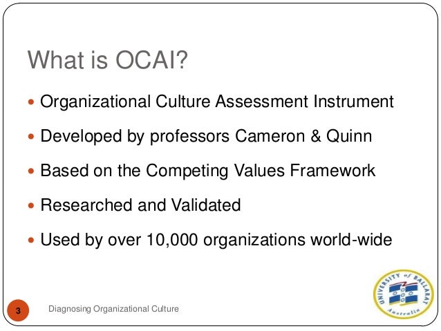 organizational culture assessment instrument The organizational culture inventory (oci ®) is the world’s most thoroughly researched and widely used culture assessment for measuring organizational culture. organizational culture assessment instrument The organizational culture inventory (oci ®) is the world’s most thoroughly researched and widely used culture assessment for measuring organizational culture.