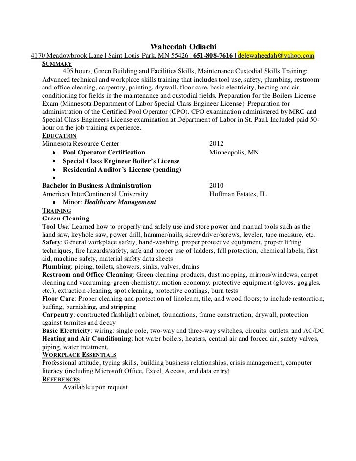 resume for maintenance worker