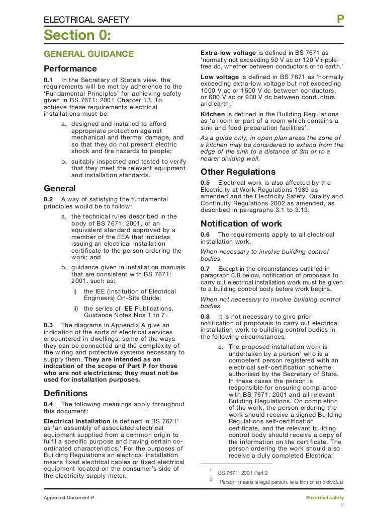 Building regulations electrical safety jan 2005
