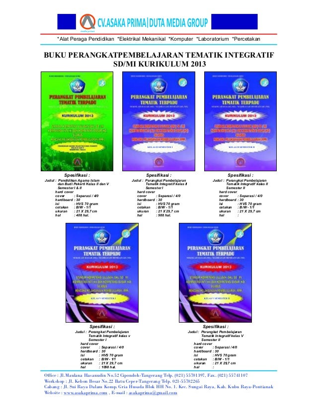 BUKU RPP SD KURIKULUM 2013 KELAS 1 4 2 5 TERLENGKAP, Buku amp; cd rpp 