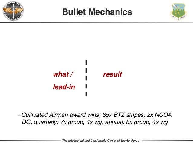 Bullet Writing 2017 17 The Intellectual And Leadership Center Of Air Force Bullet